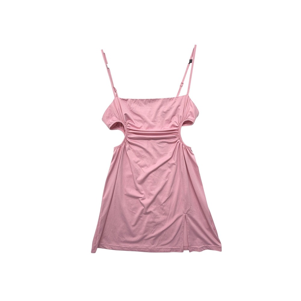 Beginning Boutique Jenna Cut Out Mini Dress Pink Ruched Slit 8 M NWT New - Picture 2 of 9